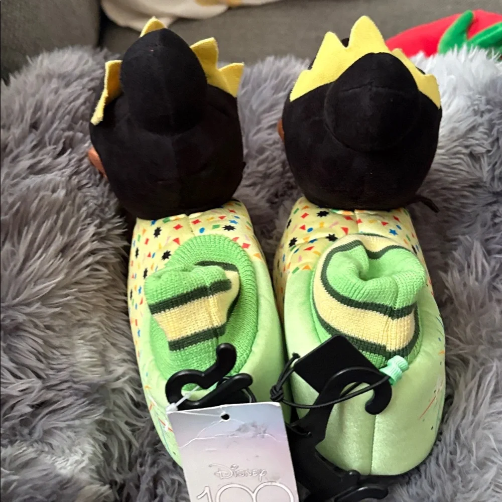 Disney Tiana Plush Slipper for Kids - Green and Yellow